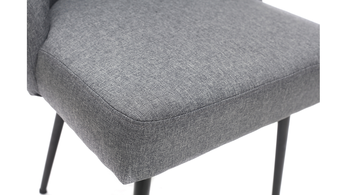 Chaise design en tissu gris fonc et pieds mtal noir LOV