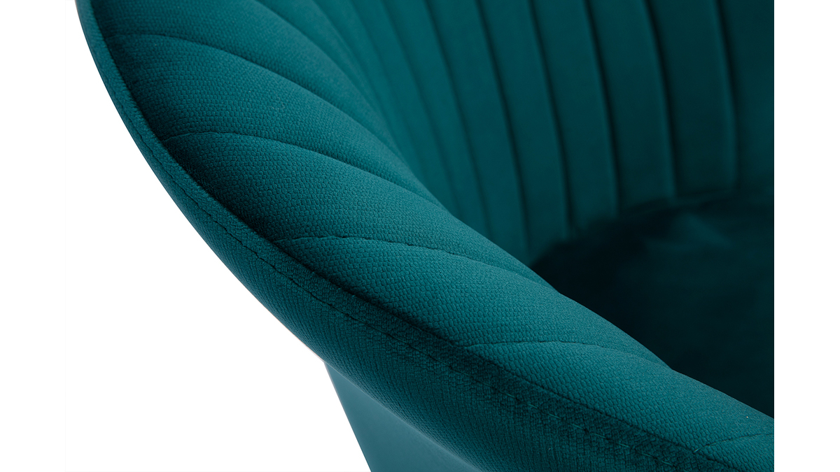 Chaise design en tissu velours gaufr bleu canard et mtal noir REQUIEM