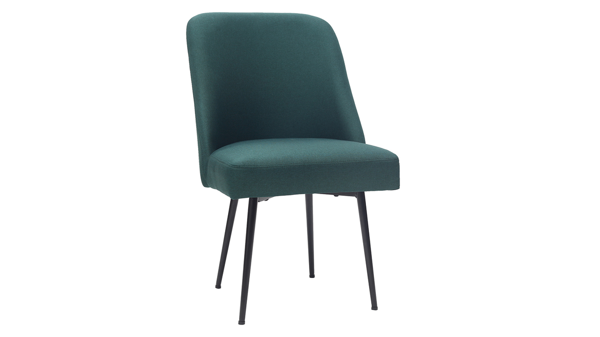 Chaise design en tissu vert fonc et pieds mtal noir LOV