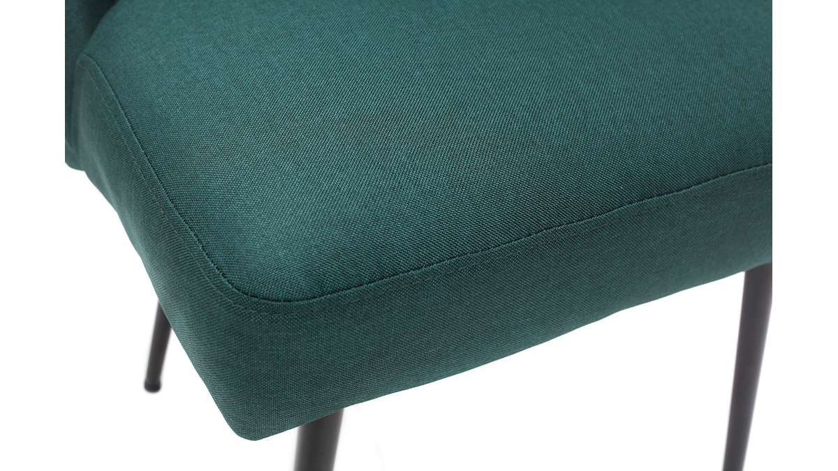 Chaise design en tissu vert fonc et pieds mtal noir LOV