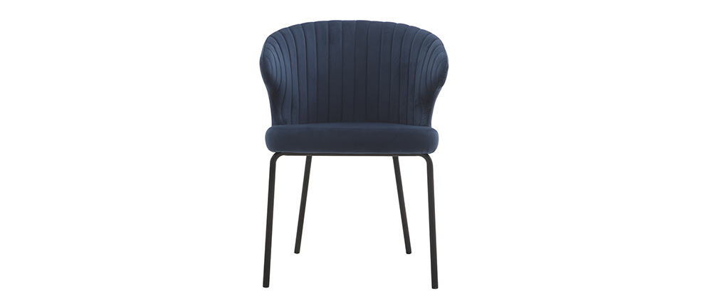 Chaise design en velours bleu foncé REQUIEM