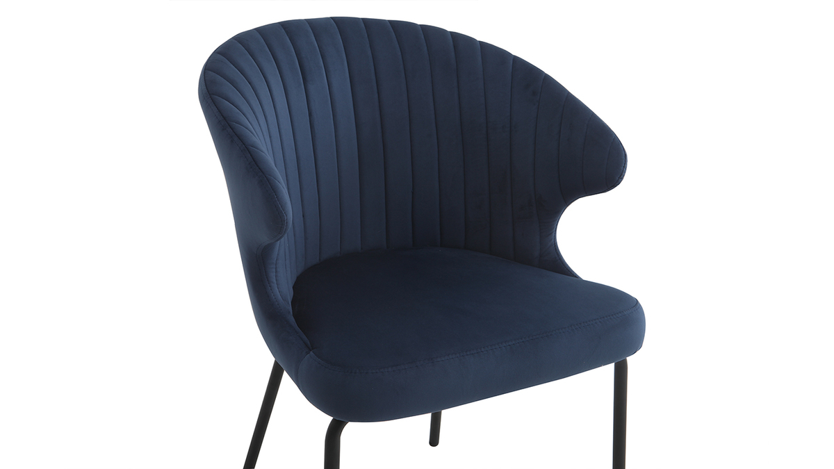 Chaise design en velours bleu foncé REQUIEM
