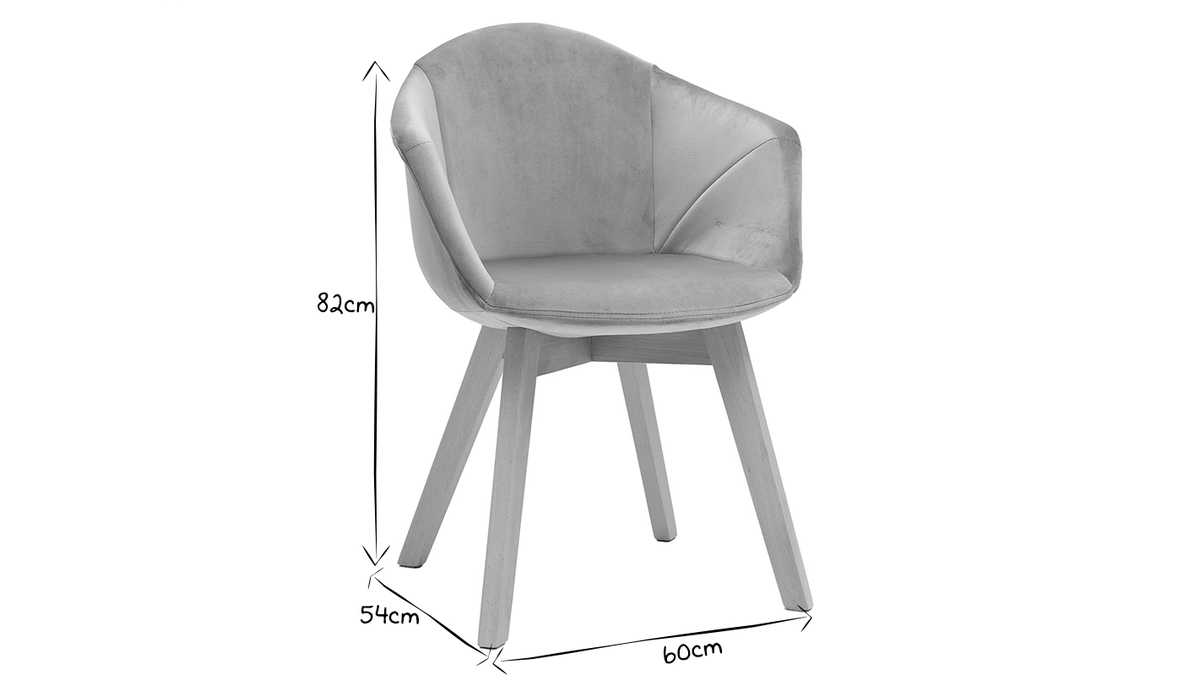 Chaise design en velours gris TAYA