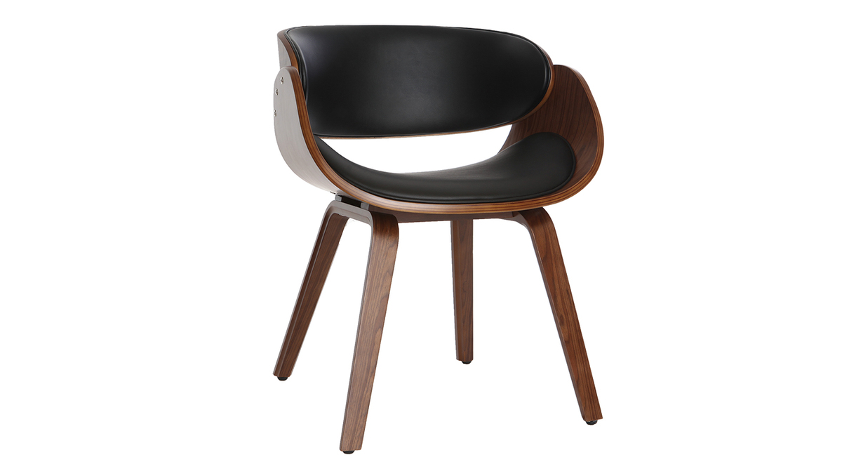 Chaise design noir et bois fonc noyer BENT