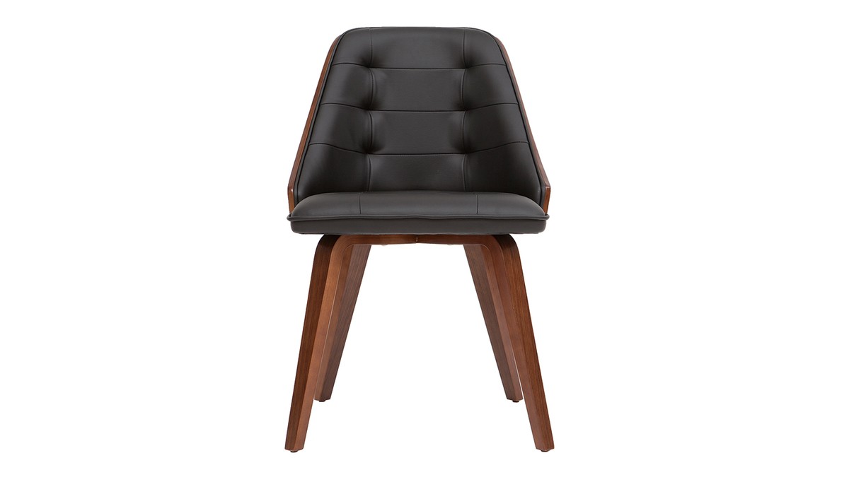 Chaise design noir et bois fonc noyer FLUFFY