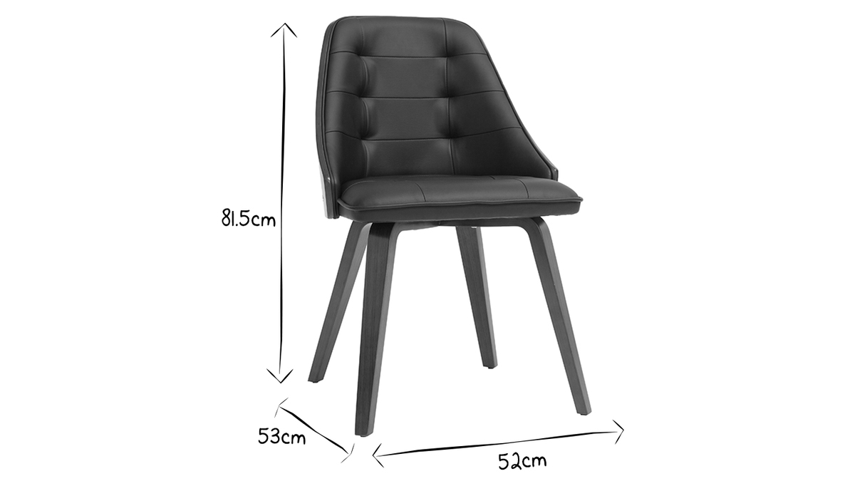 Chaise design noir et bois fonc noyer FLUFFY