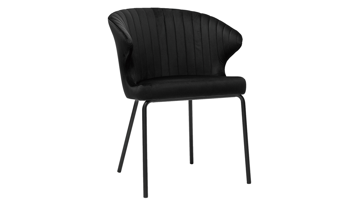 Chaise design noire en tissu velours et mtal REQUIEM