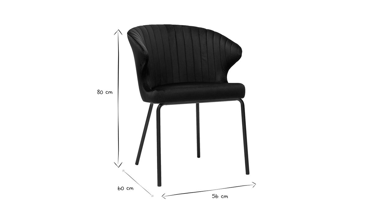 Chaise design noire en tissu velours et mtal REQUIEM