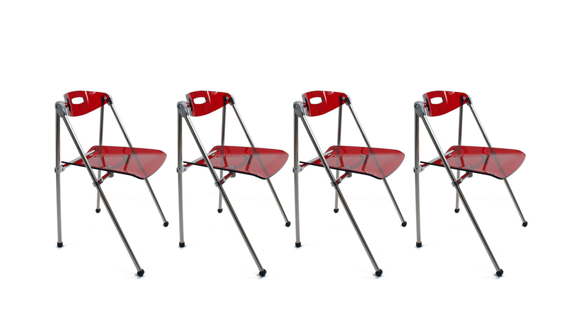 Chaise design plexiglas rouge pliante - lot de 4 JULIE
