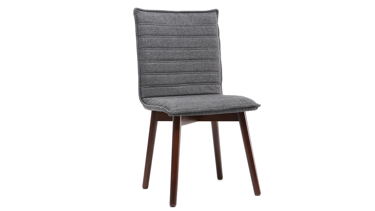 Chaise design tissu gris anthracite pieds bois fonc (lot de 2) IZAL