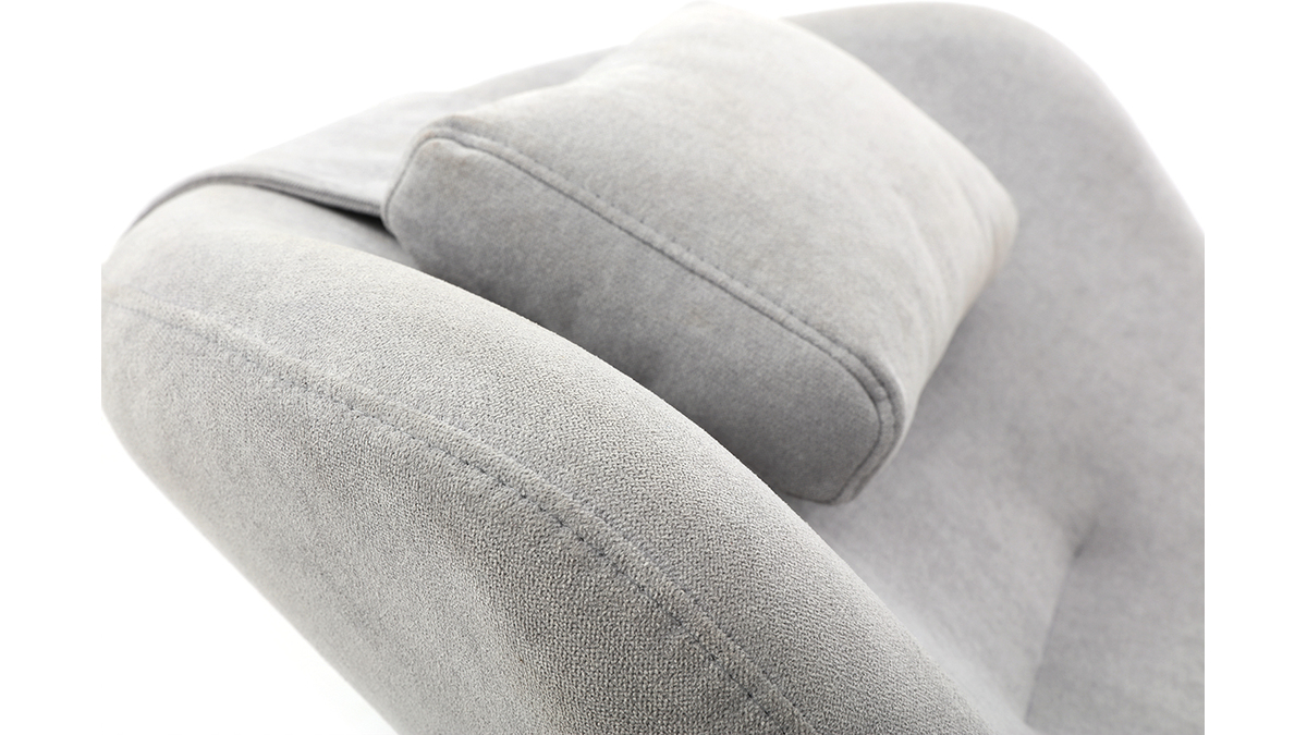 Chaise longue design tissu effet velours gris clair FLOW
