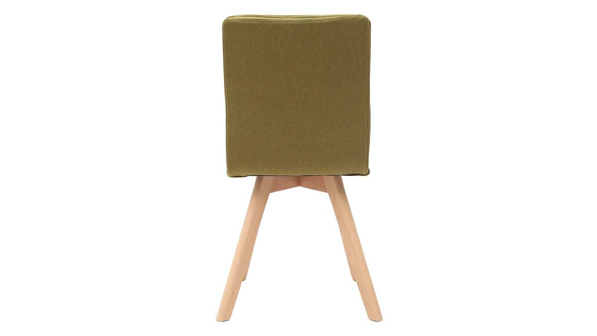 Chaise scandinave tissu vert pieds bois clair lot de 2 THEA