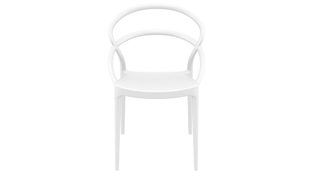 Chaises design empilables blanches intrieur / extrieur (lot de 4) COLIBRI