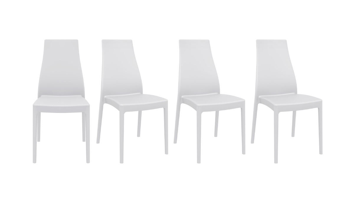 Chaises design empilables intrieur / extrieur blanches (lot de 4) CONDOR