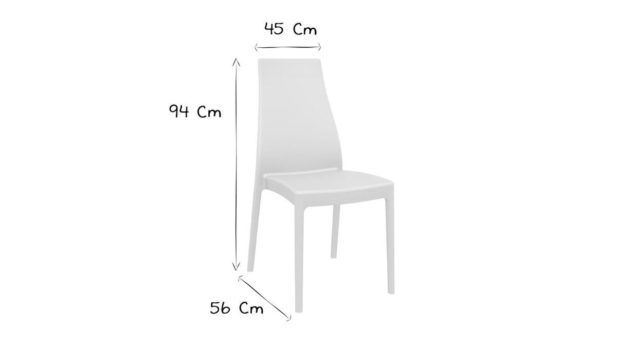 Chaises design empilables intrieur / extrieur blanches (lot de 4) CONDOR