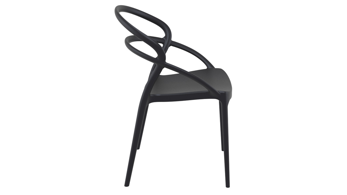 Chaises design empilables noires intérieur / extérieur (lot de 4) COLIBRI