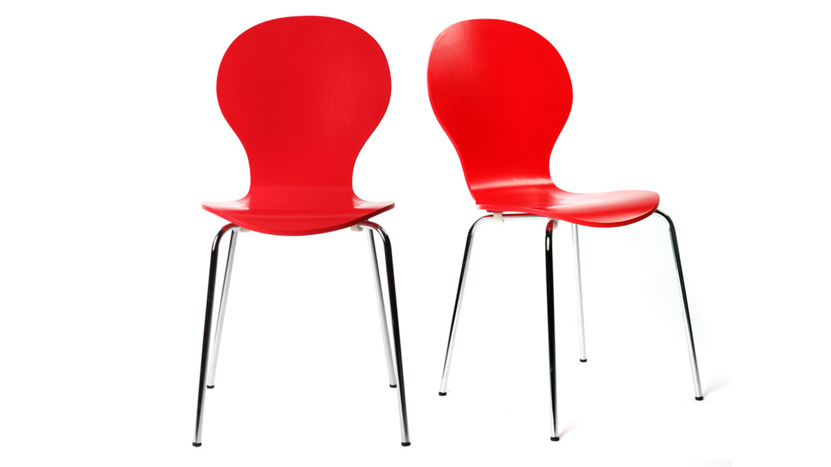Chaises design empilables rouges (lot de 2) NEW ABIGAIL