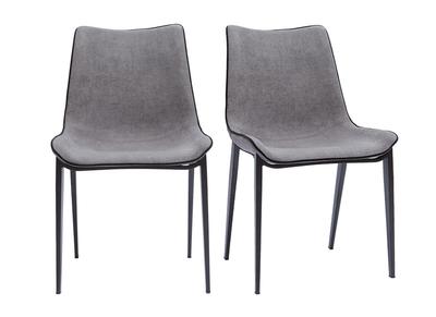 Chaises design en tissu effet velours gris et métal (lot de 2) BLAZE