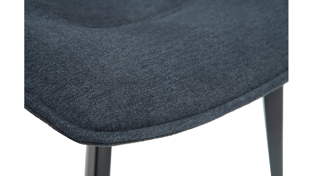 Chaises design en tissu effet velours gris foncé et métal noir (lot de 2) PARKER