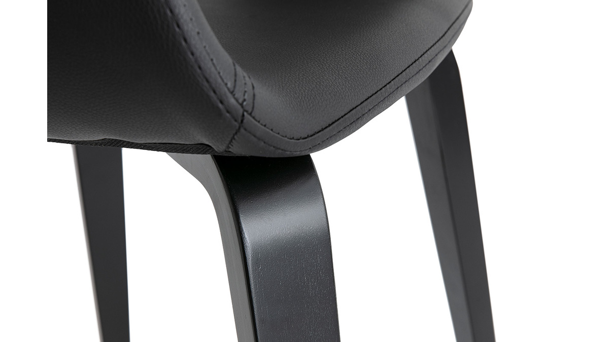 Chaises design noires pieds bois (lot de 2) SLAM