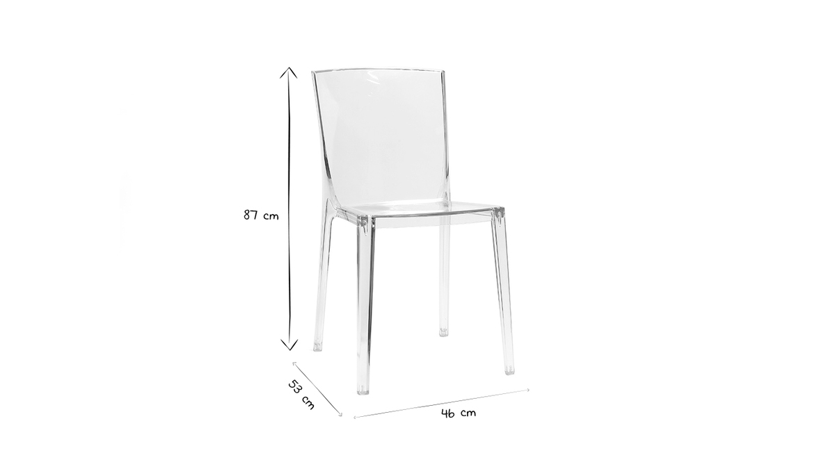 Chaises design transparentes empilables intrieur - extrieur (lot de 2) ISLAND