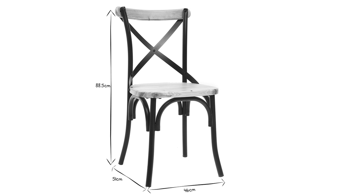 Chaises industrielles en métal noir et bois (lot de 2) JAKE