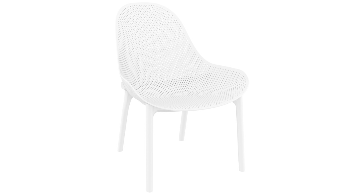 Chaises lounge empilables blanches intrieur / extrieur (lot de 4) OSKOL