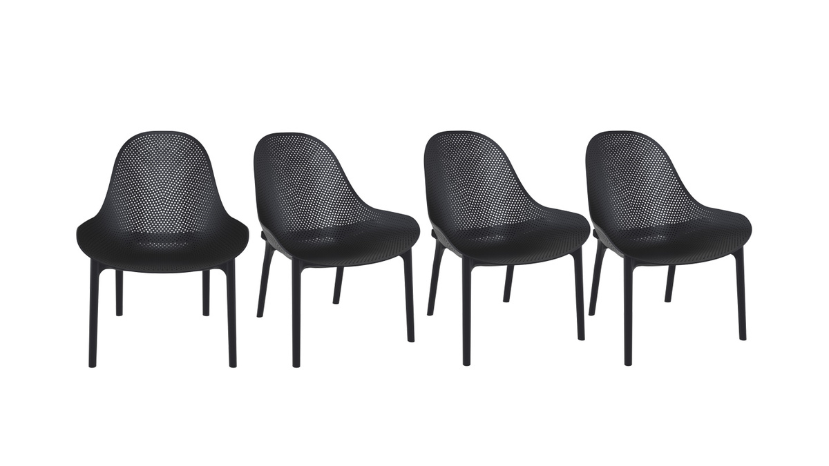 Chaises lounge empilables noires intrieur / extrieur (lot de 4) OSKOL