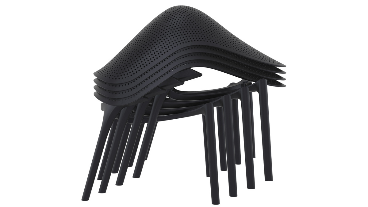 Chaises lounge empilables noires intrieur / extrieur (lot de 4) OSKOL