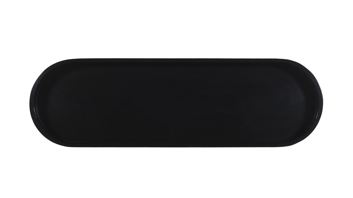 Console avec plateau ovale en bois noir et cannage de rotin L115 cm MACAO