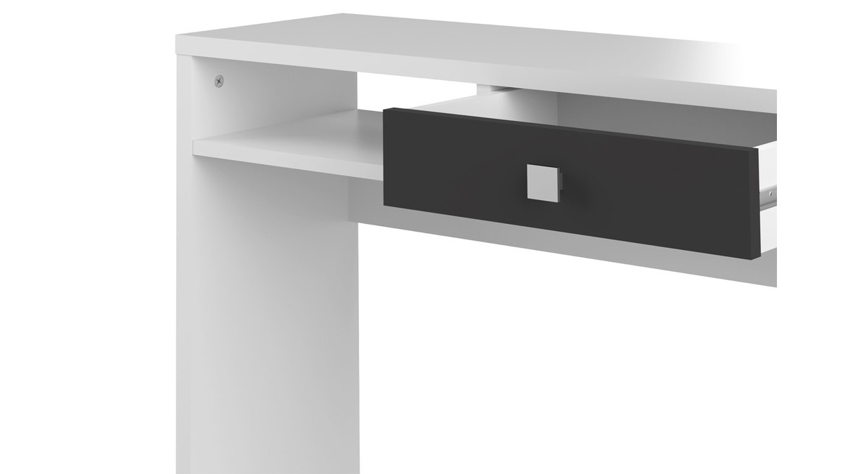 Console d'entre design blanche et tiroir noir BRUCE