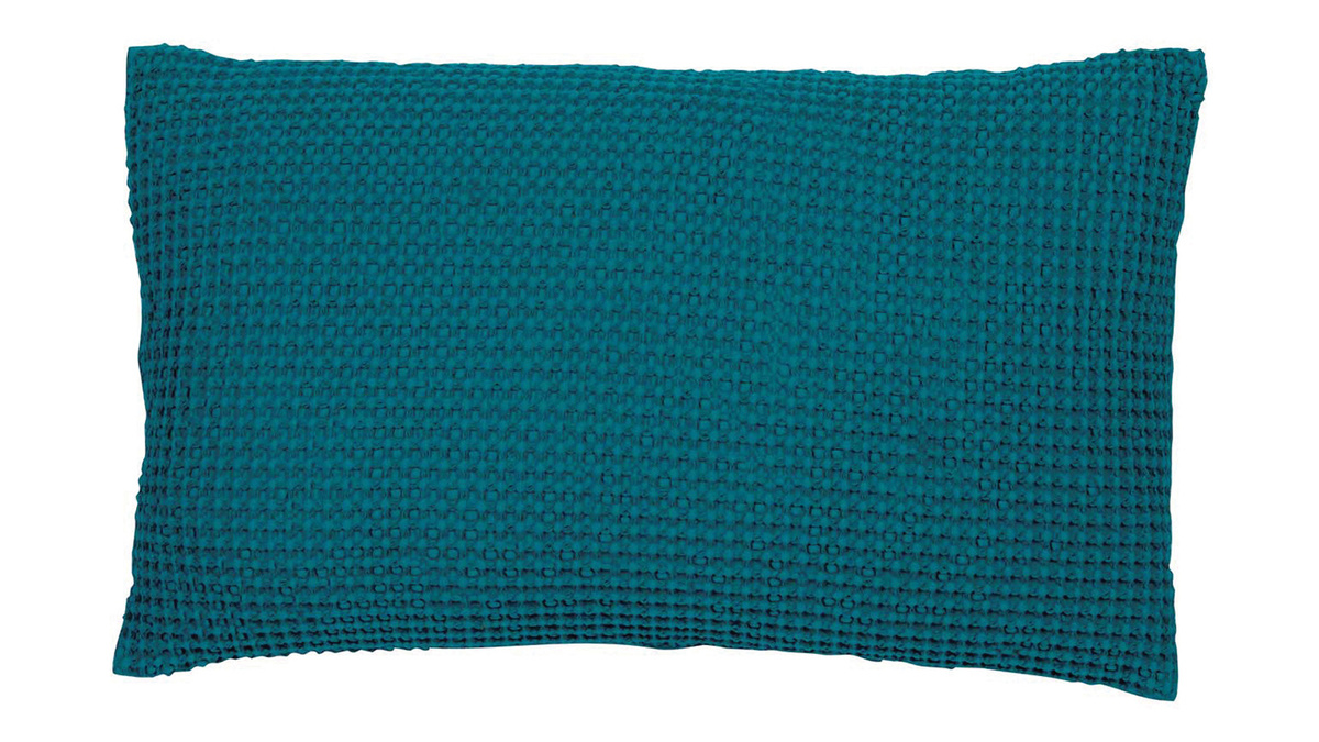 Coussin en coton lav couleur bleu topaze 30 x 50 cm YAM