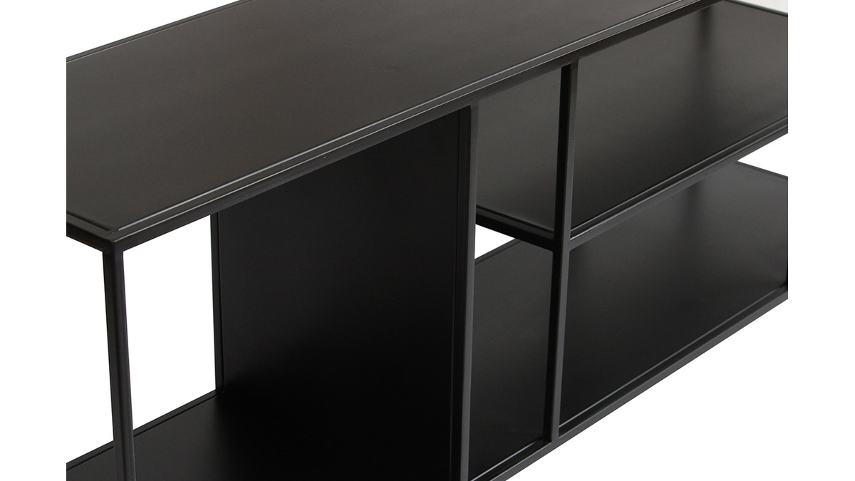 tagre basse ouverte meuble TV design en mtal noir L160 cm KARL