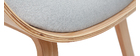 Fauteuil design avec repose-pieds tissu gris clair et bois VIVI