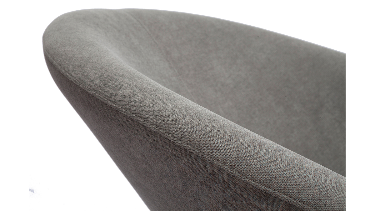 Fauteuil design en tissu effet velours gris et mtal noir KOK