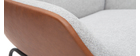 Fauteuil design marron avec tissu effet velours texturé gris MARCEAU