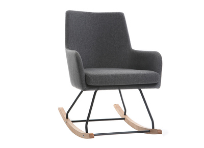 Fauteuil rocking chair design tissu gris foncé SHANA