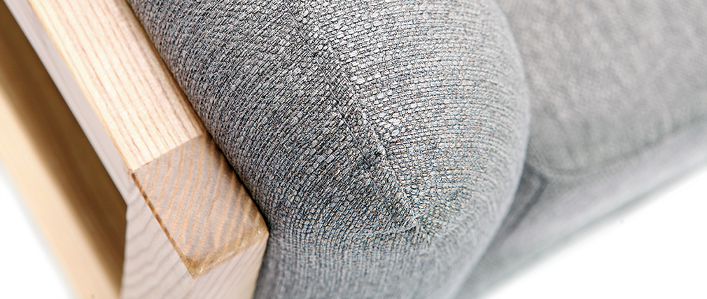 Fauteuil scandinave en tissu gris et bois YOKO