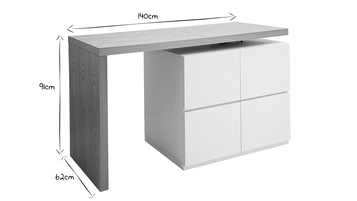 îlot - table de bar modulable avec rangement blanc mat et chêne H91 cm MAX