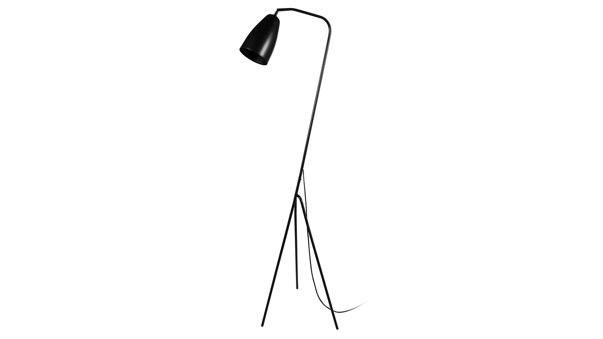 Lampadaire design trpied en mtal noir H155 cm FRIDAY