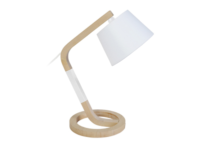 Lampe à poser design pied cercle bois blanc TWIST