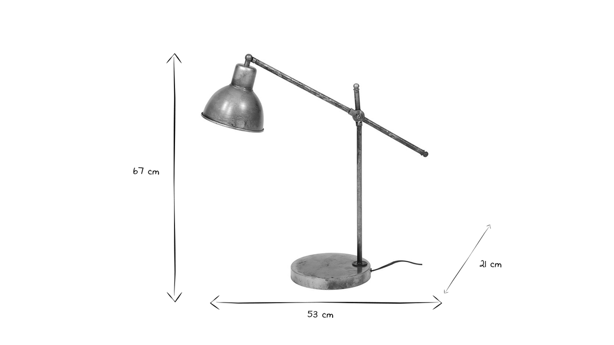 Lampe  poser industrielle en mtal vieilli H67 cm SHELTER