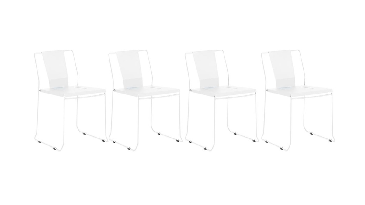 Lot de 4 chaises d'extrieur design mtal blanc TENERIFE