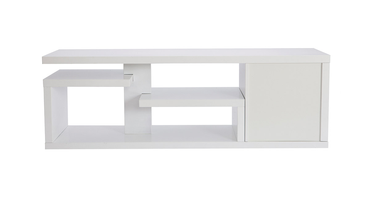 Meuble TV design blanc laqu brillant L150 cm HALTON