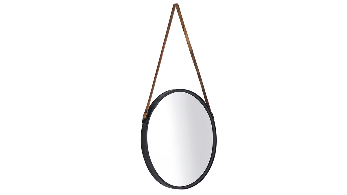 Miroir rond design mtal noir 40cm KARL