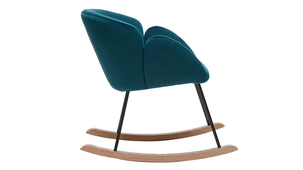 Rocking chair design en velours bleu ptrole RHAPSODY