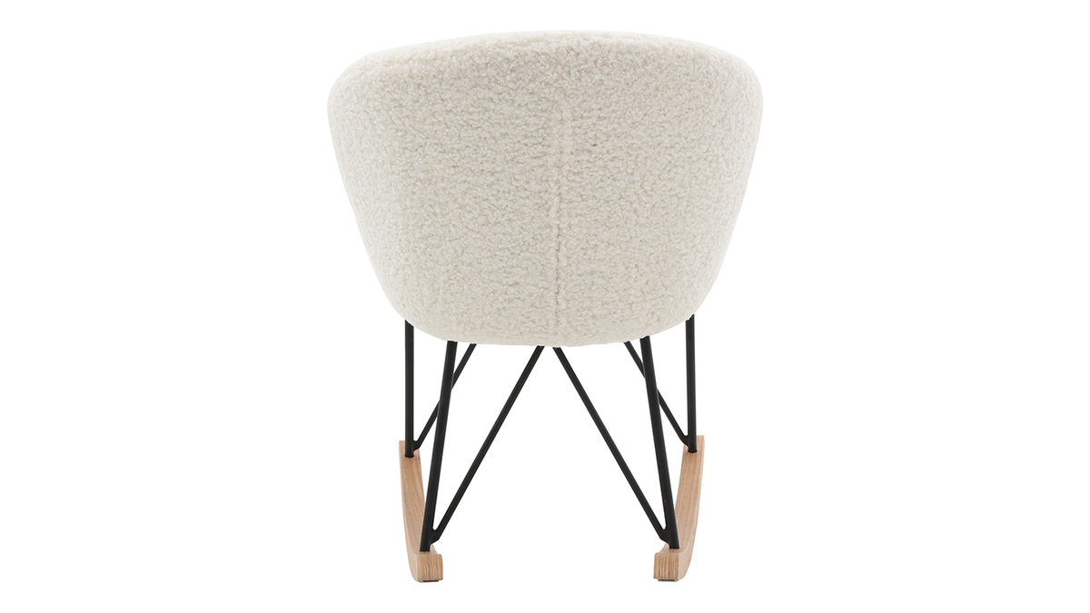Rocking chair design tissu blanc effet laine bouclée RHAPSODY - Miliboo & Stéphane Plaza
