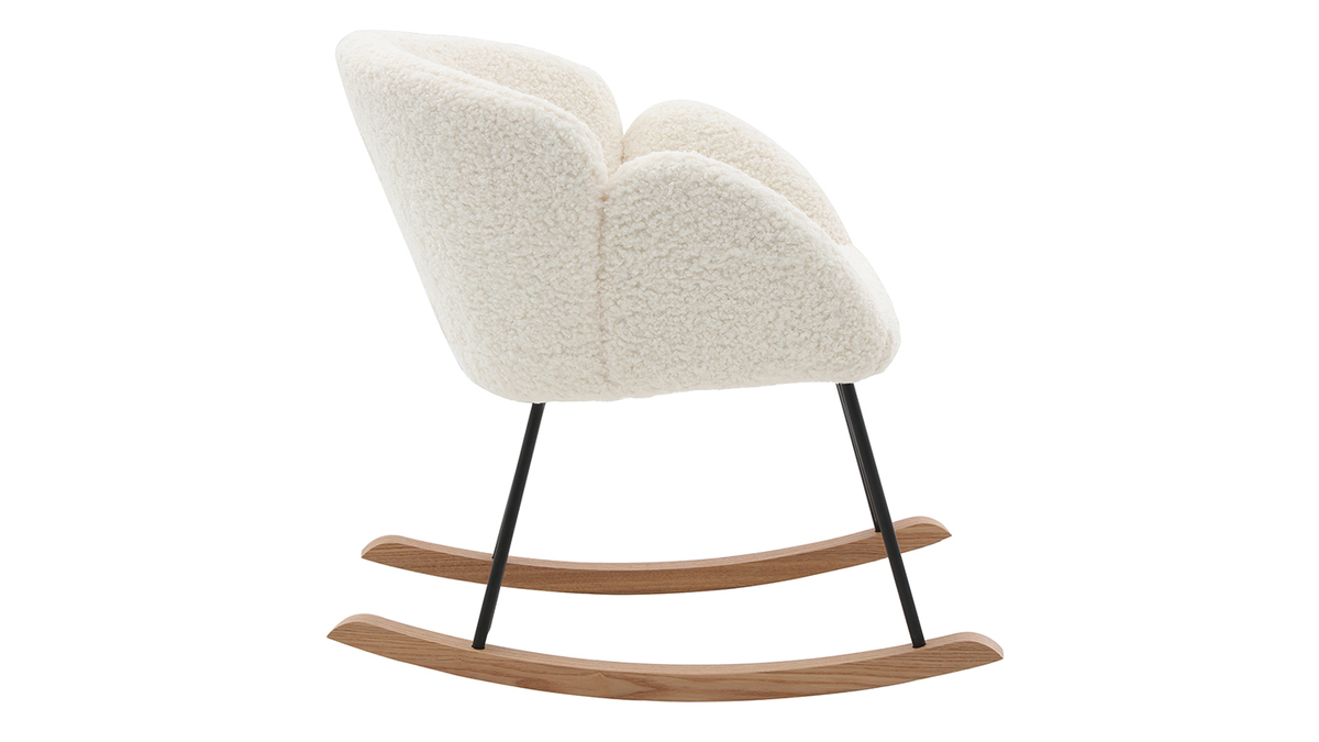 Rocking chair design tissu blanc effet peau de mouton RHAPSODY - Miliboo & Stéphane Plaza