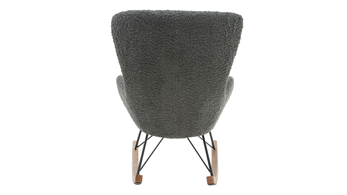 Rocking chair design tissu gris effet laine boucle ESKUA
