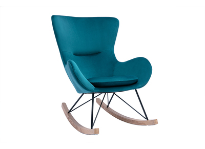 Rocking chair design velours bleu pétrole ESKUA
